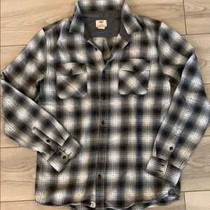 Vans Men's Black Gray White Plaid Button-Down Shirt